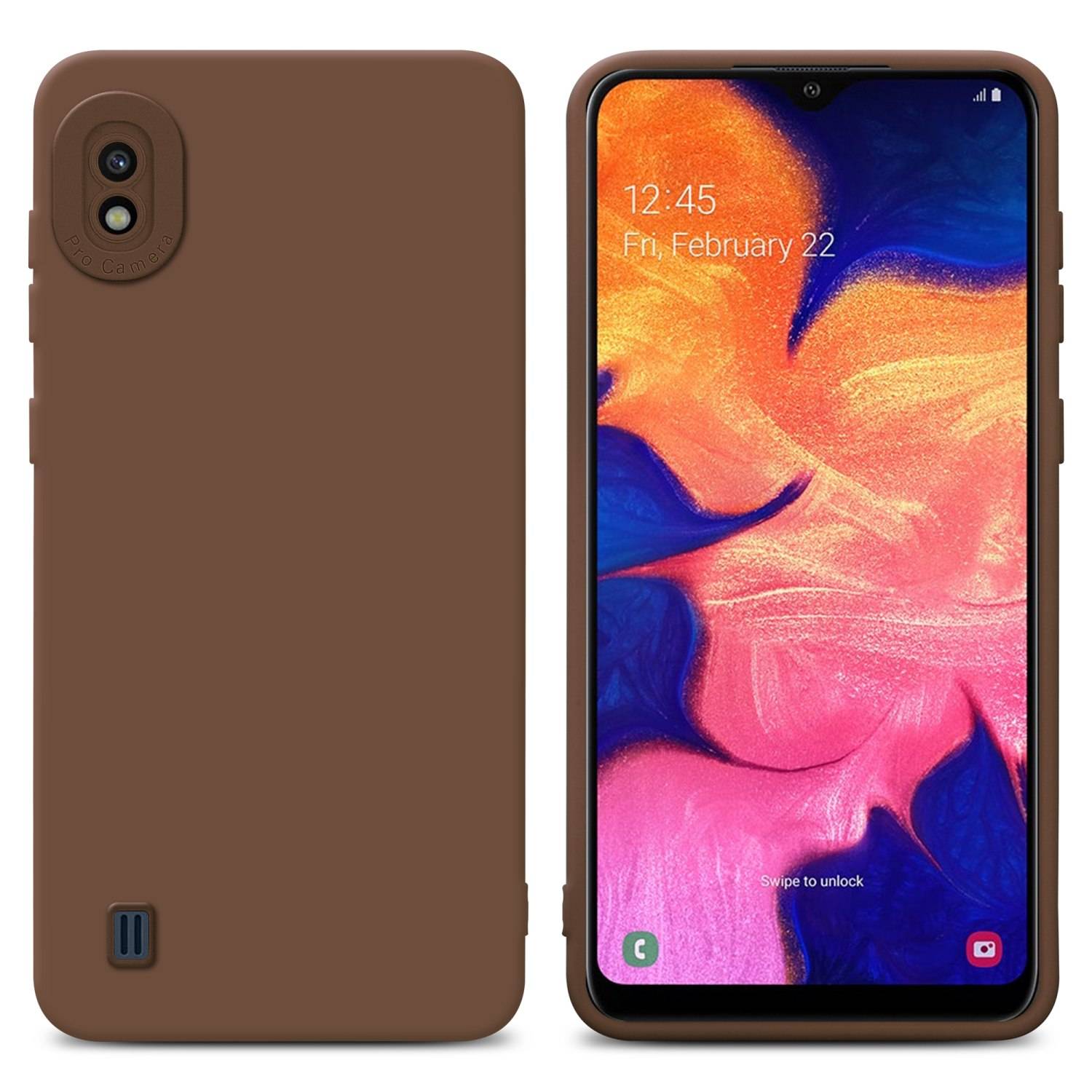 Cadorabo Hülle für Samsung Galaxy A10 Schutz Hülle in Braun TPU Silikon Etui Case Handyhülle