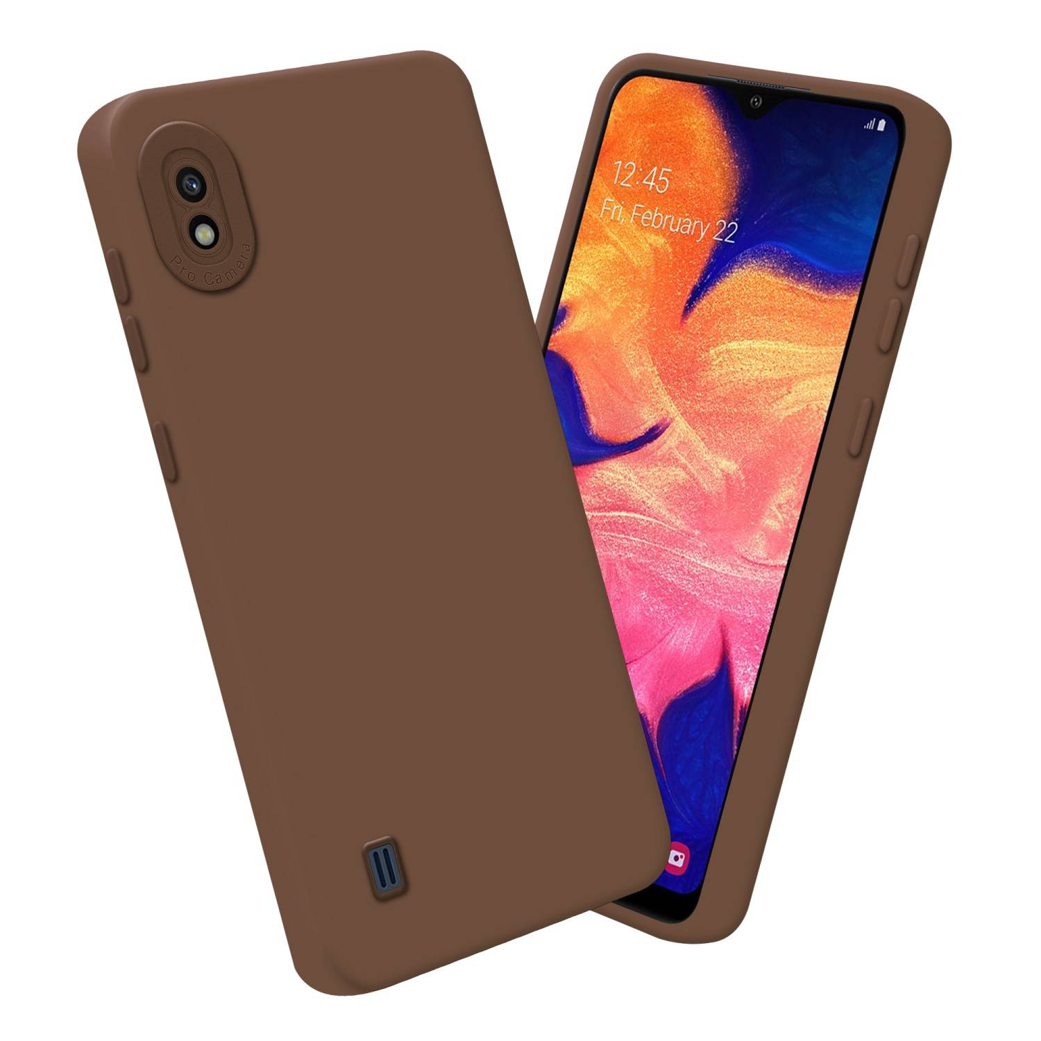 Cadorabo Hülle für Samsung Galaxy A10 Schutz Hülle in Braun TPU Silikon Etui Case Handyhülle