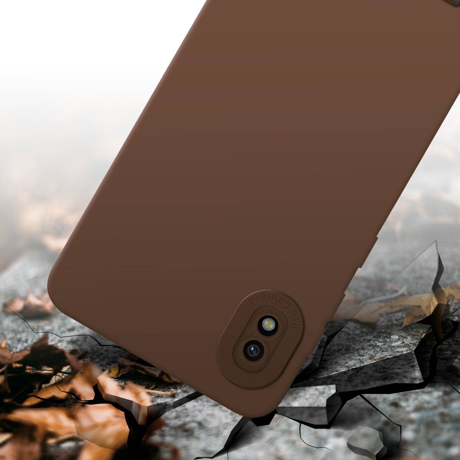 Cadorabo Hülle für Samsung Galaxy A10 Schutz Hülle in Braun TPU Silikon Etui Case Handyhülle