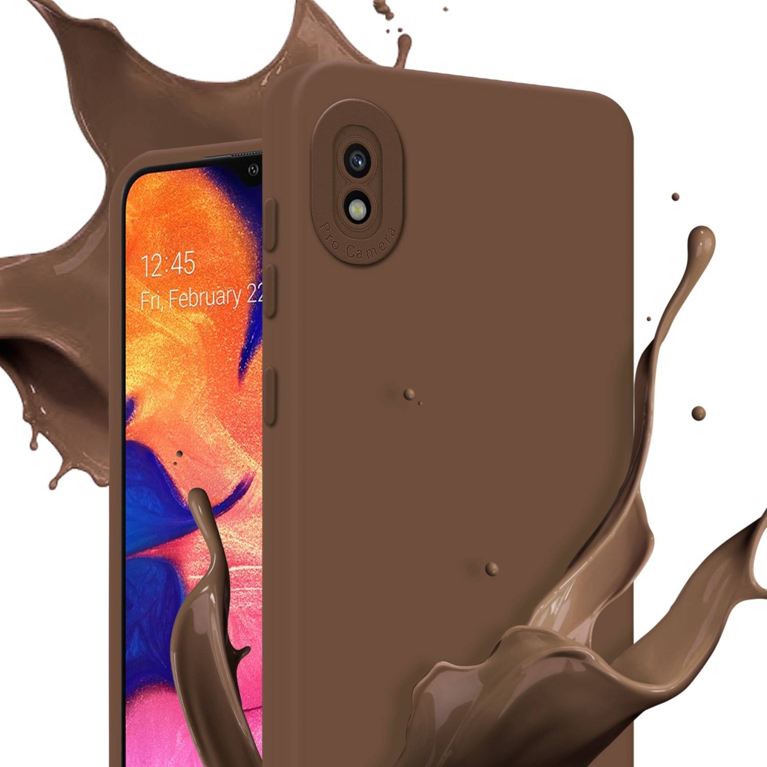 Cadorabo Hülle für Samsung Galaxy A10 Schutz Hülle in Braun TPU Silikon Etui Case Handyhülle