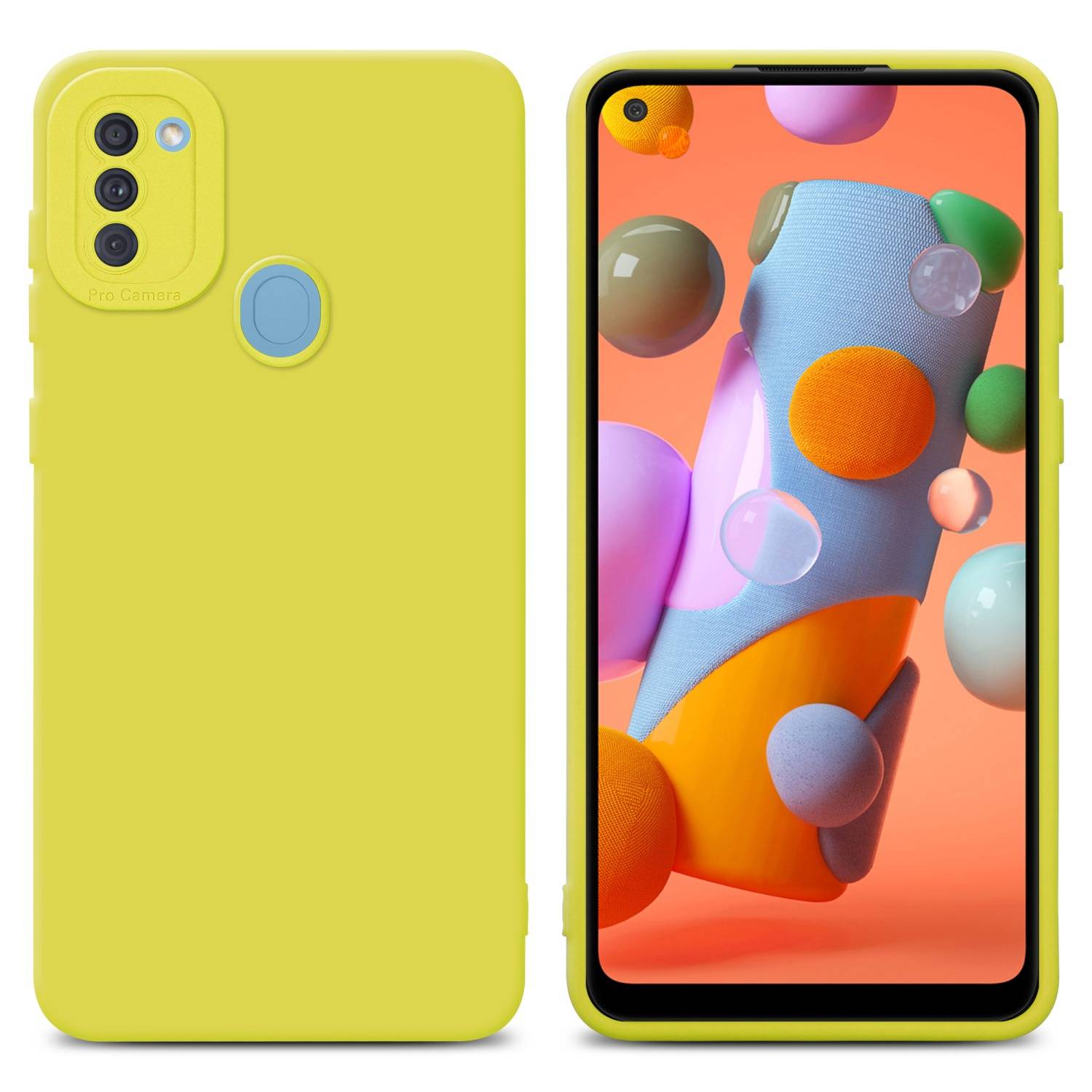 Cadorabo Hülle für Samsung Galaxy A11 / M11 Schutz Hülle in Gelb TPU Silikon Etui Case Handyhülle