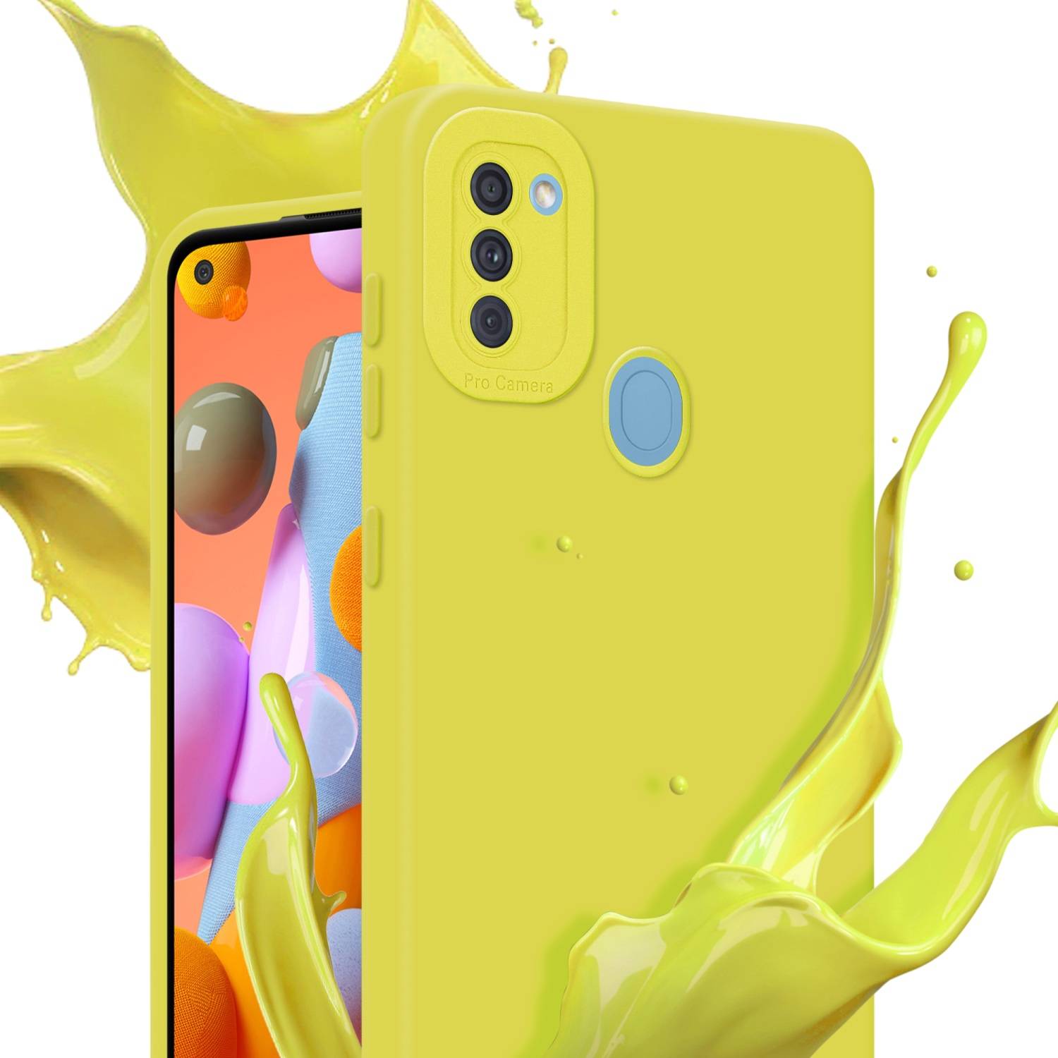 Cadorabo Hülle für Samsung Galaxy A11 / M11 Schutz Hülle in Gelb TPU Silikon Etui Case Handyhülle