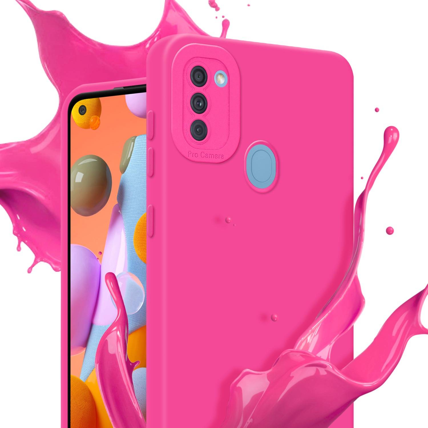 Cadorabo Hülle für Samsung Galaxy A11 / M11 Schutz Hülle in Pink TPU Silikon Etui Case Handyhülle
