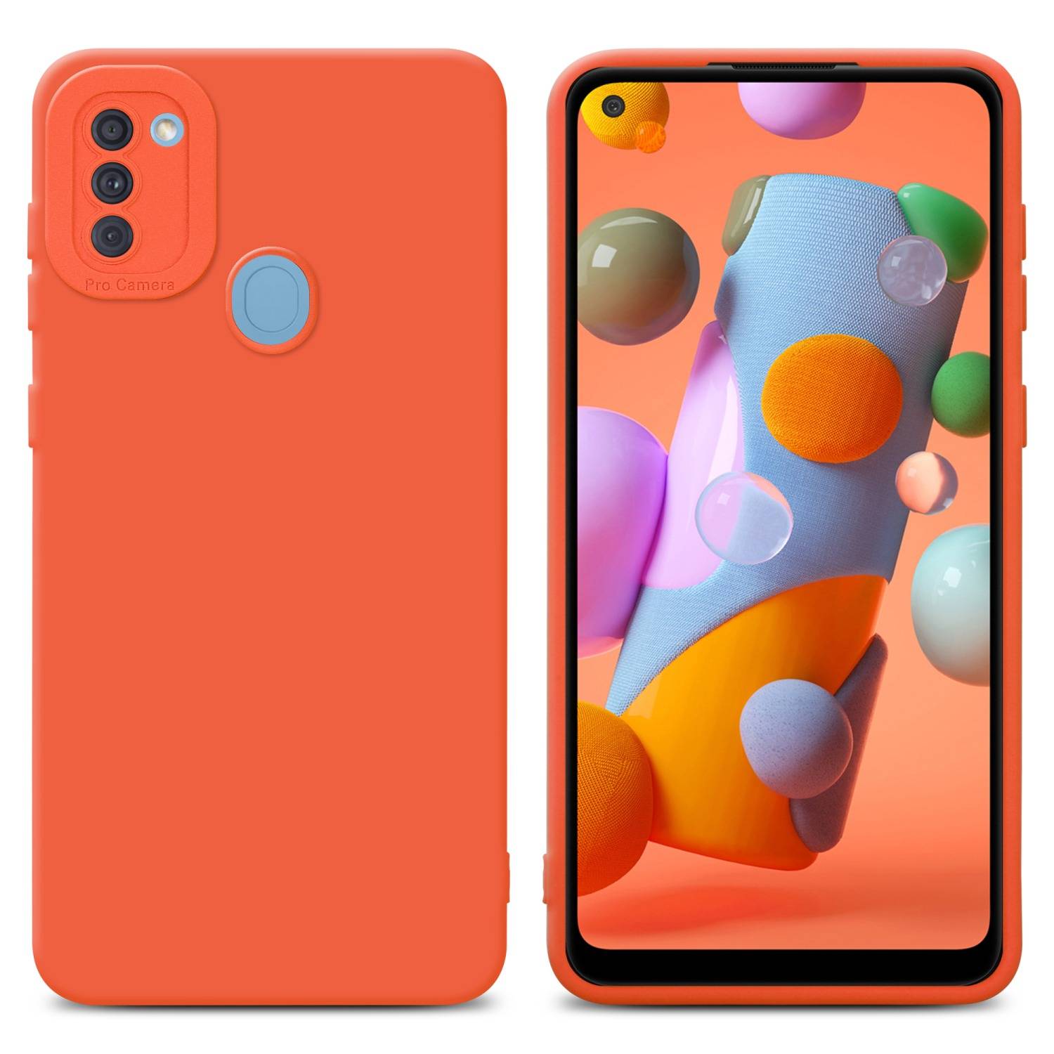 Cadorabo Hülle für Samsung Galaxy A11 / M11 Schutz Hülle in Orange TPU Silikon Etui Case Handyhülle