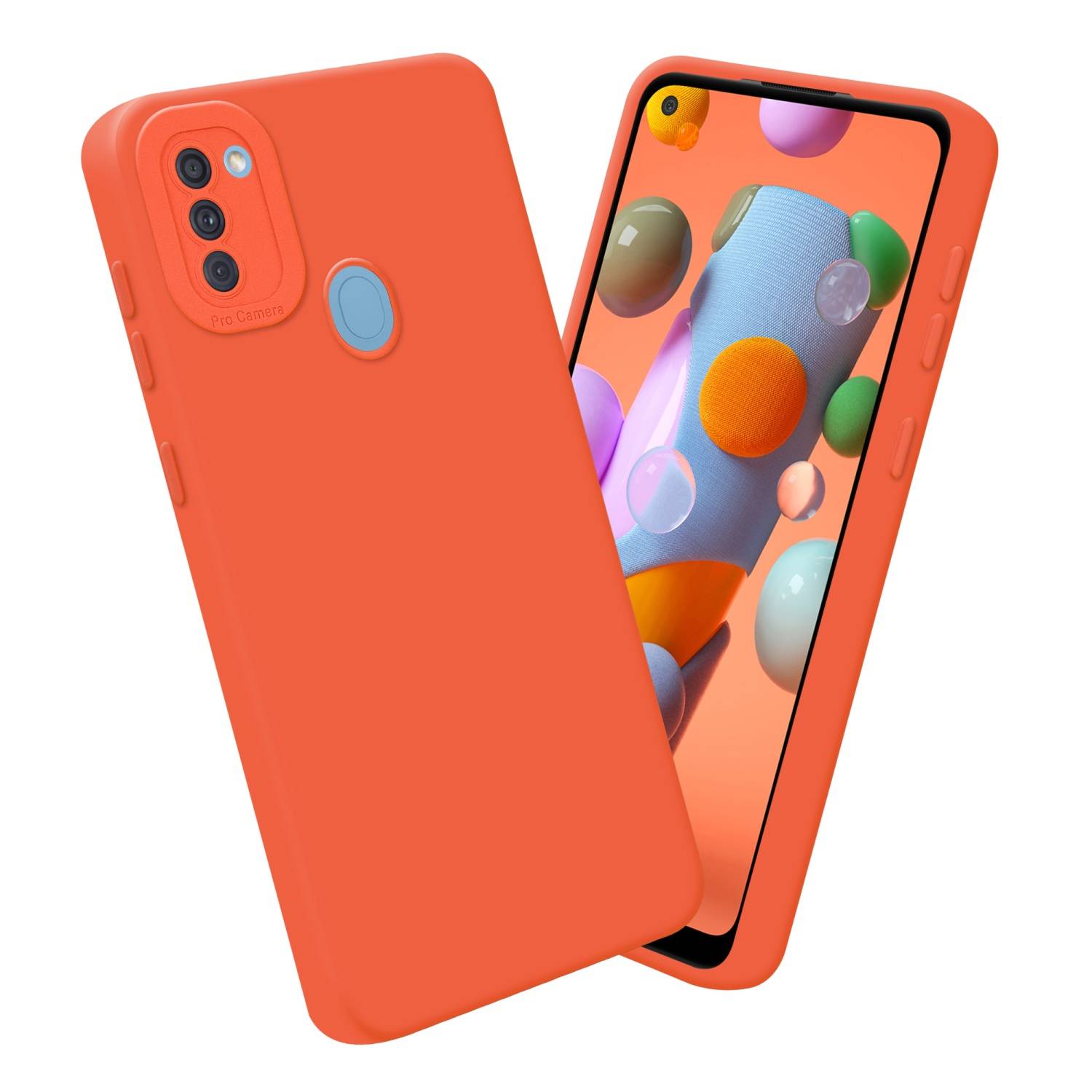 Cadorabo Hülle für Samsung Galaxy A11 / M11 Schutz Hülle in Orange TPU Silikon Etui Case Handyhülle