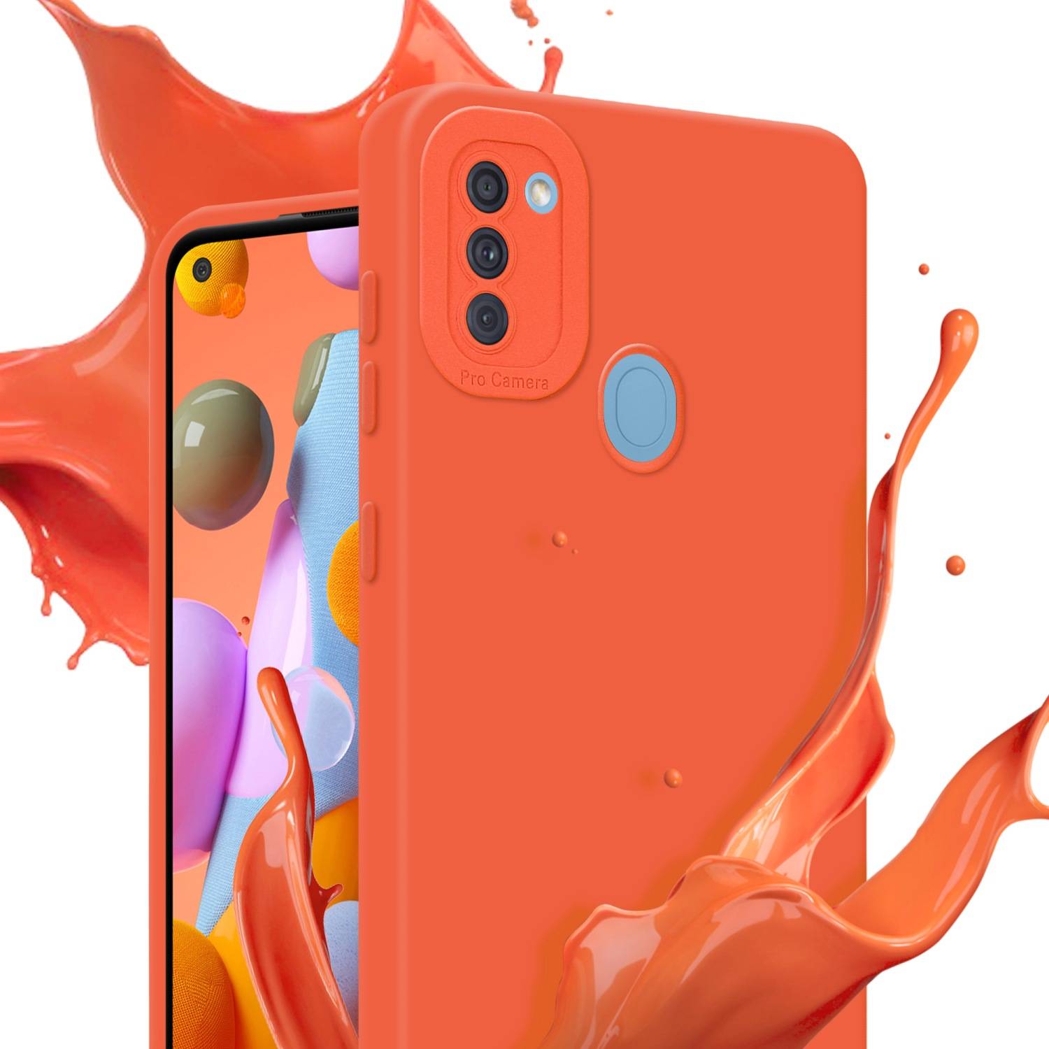 Cadorabo Hülle für Samsung Galaxy A11 / M11 Schutz Hülle in Orange TPU Silikon Etui Case Handyhülle