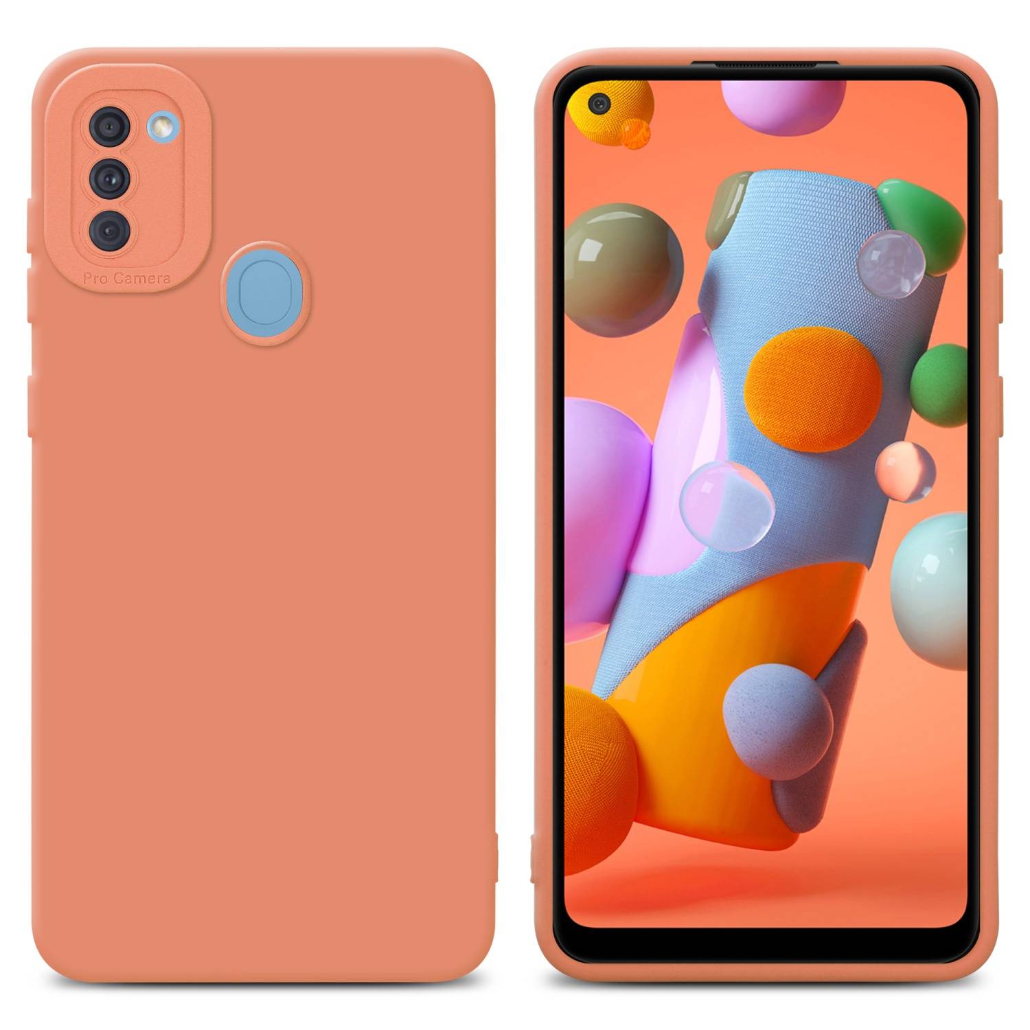 Cadorabo Hülle für Samsung Galaxy A11 / M11 Schutz Hülle in Orange TPU Silikon Etui Case Handyhülle