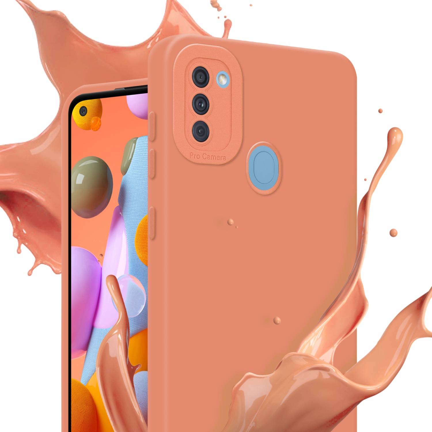 Cadorabo Hülle für Samsung Galaxy A11 / M11 Schutz Hülle in Orange TPU Silikon Etui Case Handyhülle