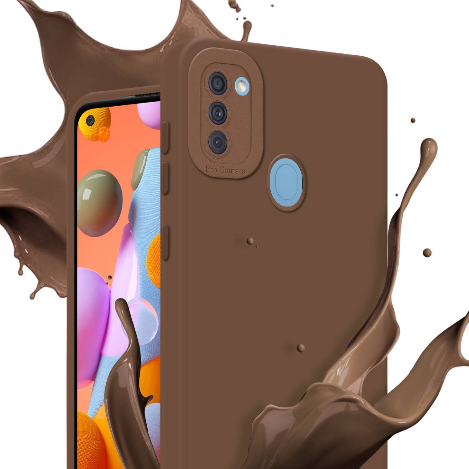 Cadorabo Hülle für Samsung Galaxy A11 / M11 Schutz Hülle in Braun TPU Silikon Etui Case Handyhülle
