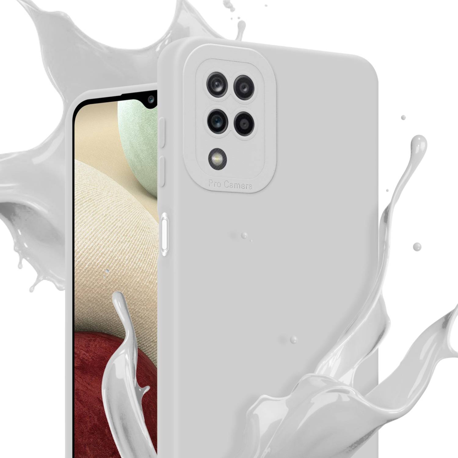 Cadorabo Hülle für Samsung Galaxy A12 / M12 Schutz Hülle in Weiß TPU Silikon Etui Case Handyhülle