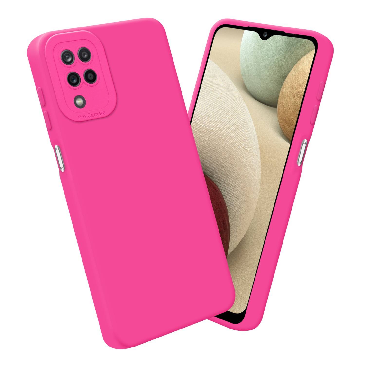 Cadorabo Hülle für Samsung Galaxy A12 / M12 Schutz Hülle in Pink TPU Silikon Etui Case Handyhülle