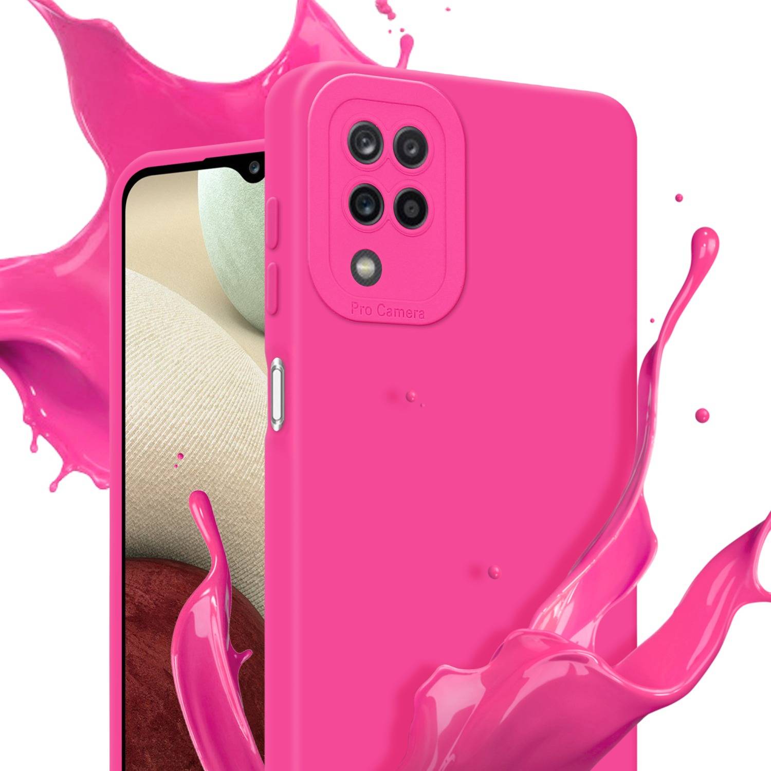 Cadorabo Hülle für Samsung Galaxy A12 / M12 Schutz Hülle in Pink TPU Silikon Etui Case Handyhülle