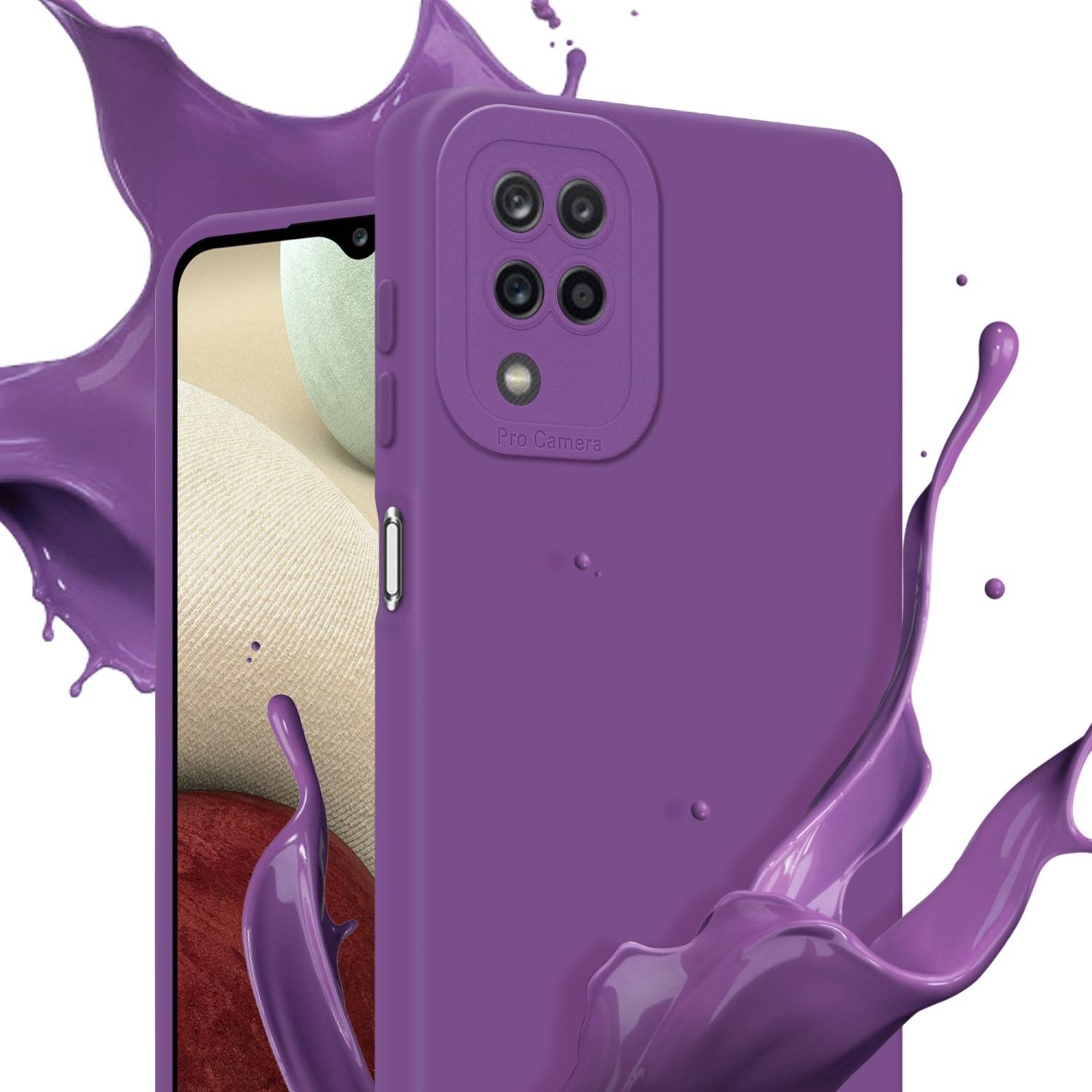 Cadorabo Hülle für Samsung Galaxy A12 / M12 Schutz Hülle in Lila TPU Silikon Etui Case Handyhülle