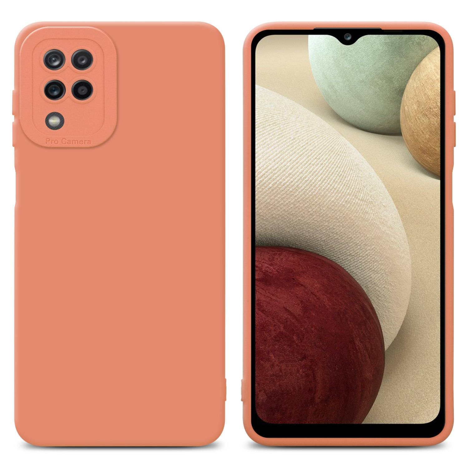 Cadorabo Hülle für Samsung Galaxy A12 / M12 Schutz Hülle in Orange TPU Silikon Etui Case Handyhülle