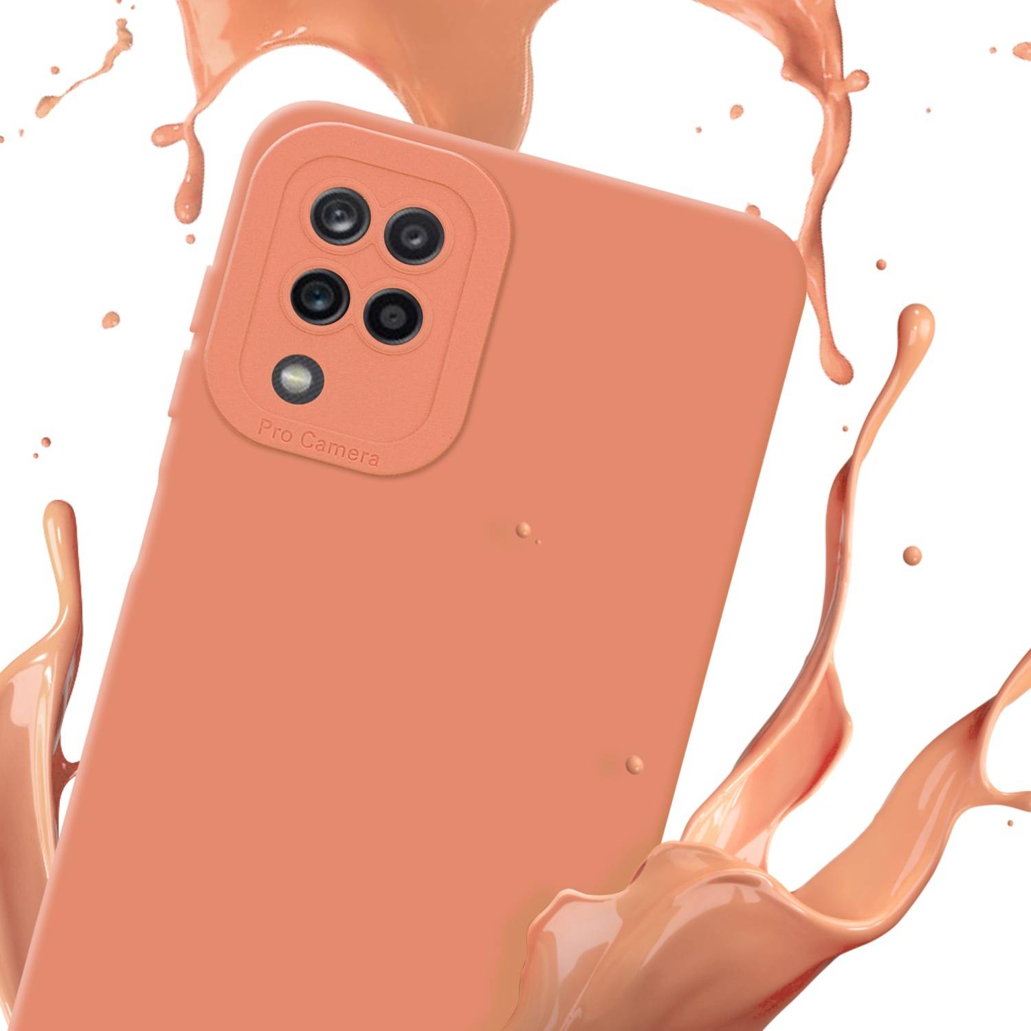 Cadorabo Hülle für Samsung Galaxy A12 / M12 Schutz Hülle in Orange TPU Silikon Etui Case Handyhülle