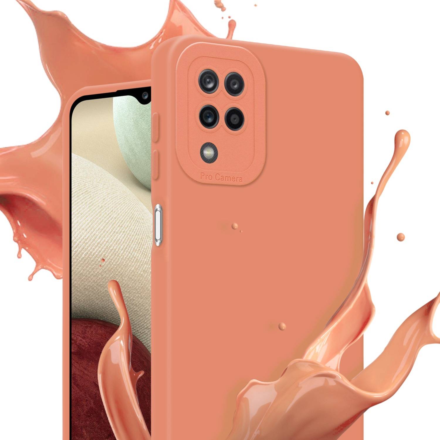 Cadorabo Hülle für Samsung Galaxy A12 / M12 Schutz Hülle in Orange TPU Silikon Etui Case Handyhülle