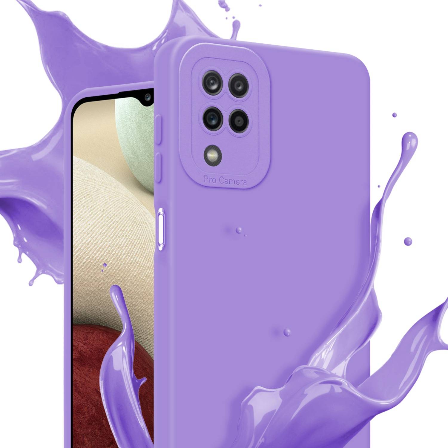Cadorabo Hülle für Samsung Galaxy A12 / M12 Schutz Hülle in Lila TPU Silikon Etui Case Handyhülle