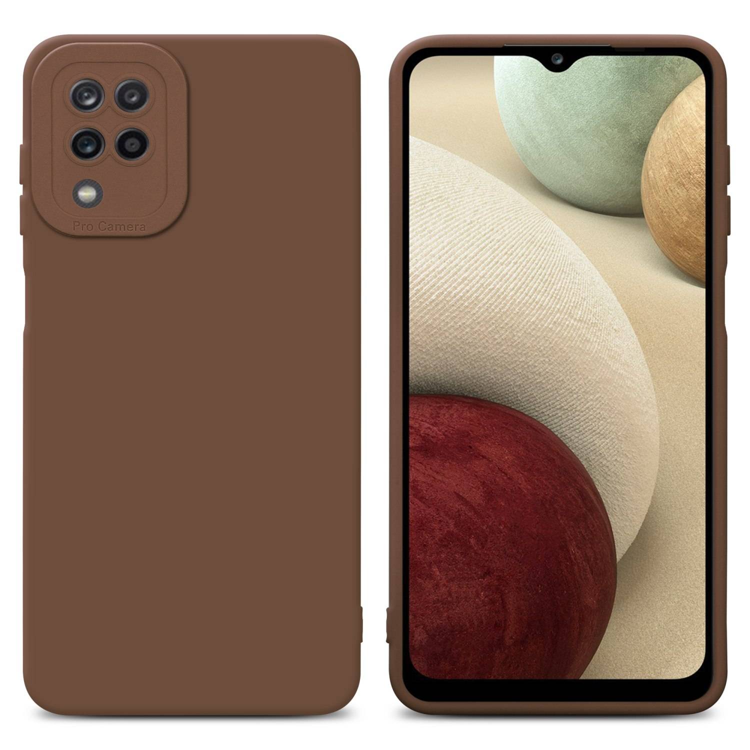 Cadorabo Hülle für Samsung Galaxy A12 / M12 Schutz Hülle in Braun TPU Silikon Etui Case Handyhülle