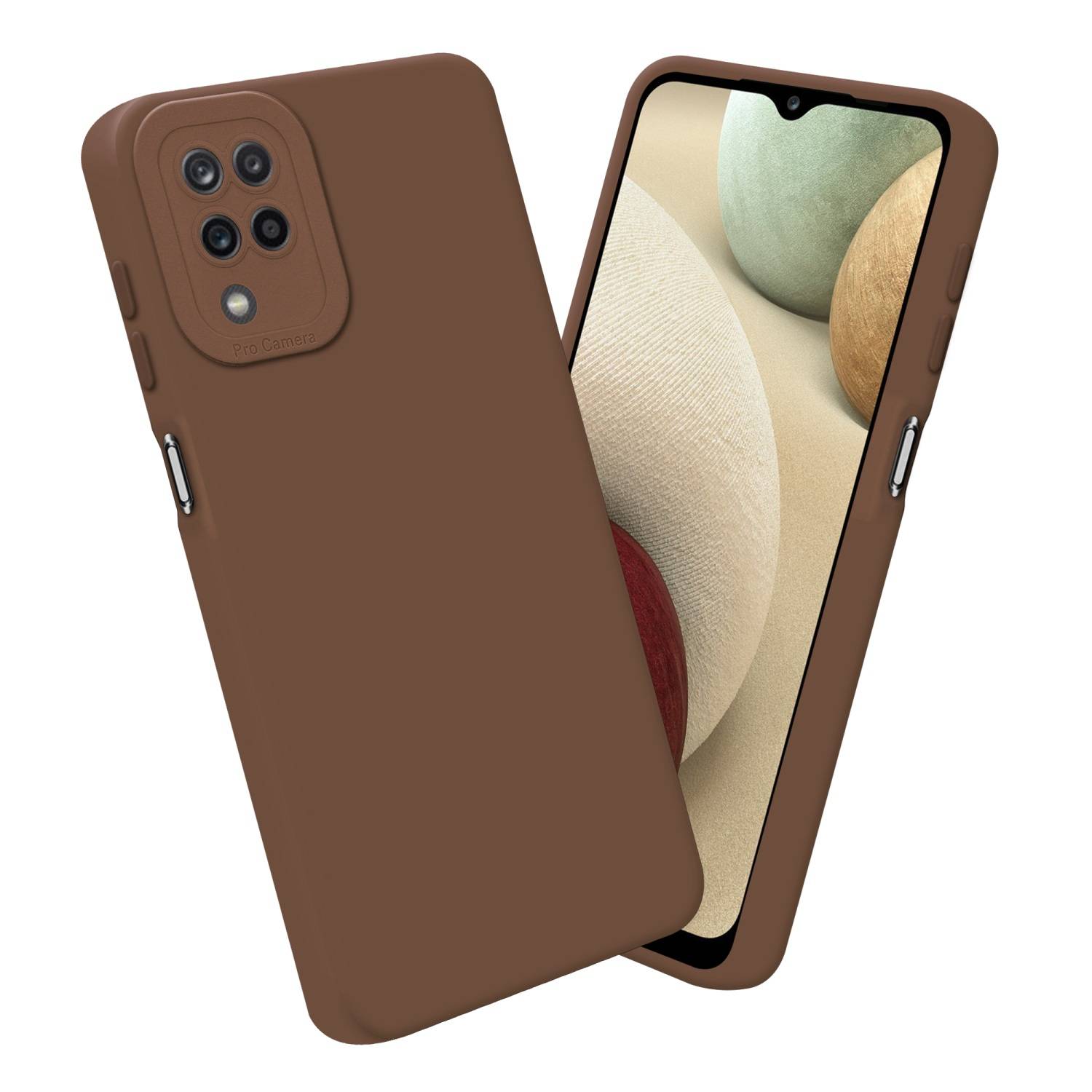 Cadorabo Hülle für Samsung Galaxy A12 / M12 Schutz Hülle in Braun TPU Silikon Etui Case Handyhülle