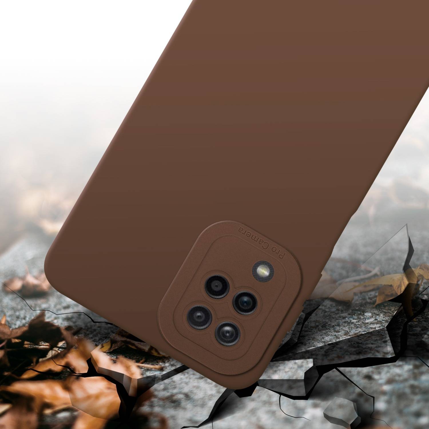 Cadorabo Hülle für Samsung Galaxy A12 / M12 Schutz Hülle in Braun TPU Silikon Etui Case Handyhülle