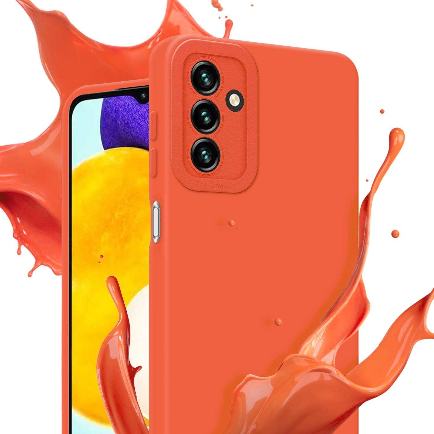 Cadorabo Hülle für Samsung Galaxy A13 5G Schutz Hülle in Orange TPU Silikon Etui Case Handyhülle