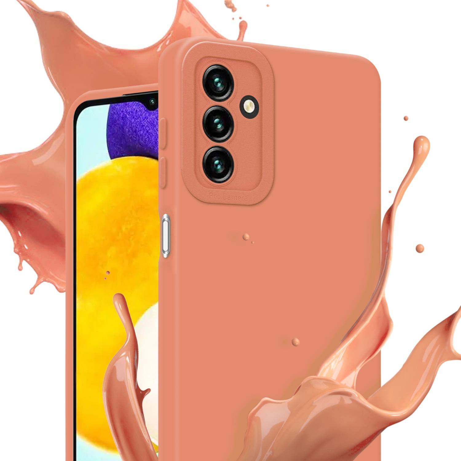 Cadorabo Hülle für Samsung Galaxy A13 5G Schutz Hülle in Orange TPU Silikon Etui Case Handyhülle