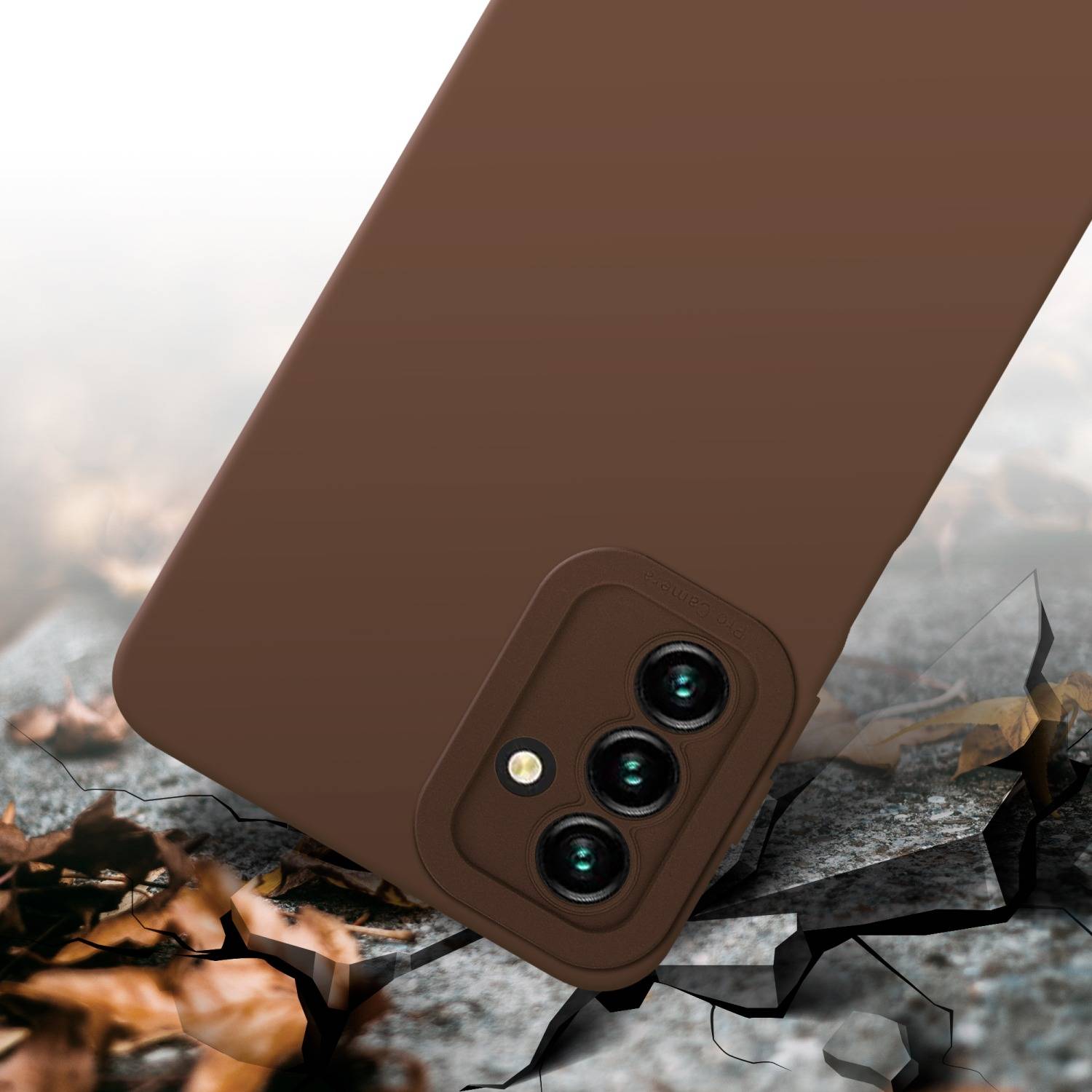 Cadorabo Hülle für Samsung Galaxy A13 5G Schutz Hülle in Braun TPU Silikon Etui Case Handyhülle