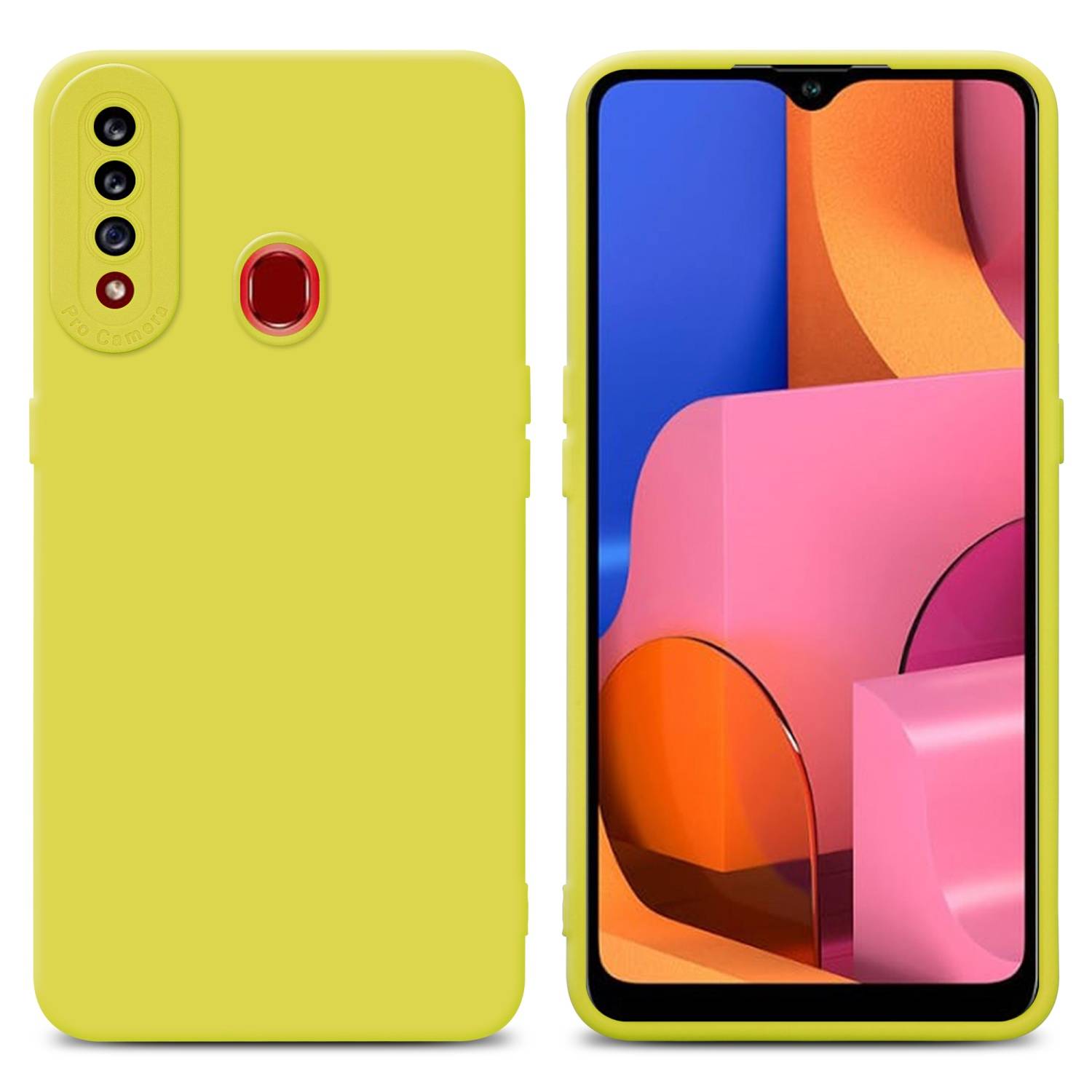 Cadorabo Hülle für Samsung Galaxy A20s Schutz Hülle in Gelb TPU Silikon Etui Case Handyhülle