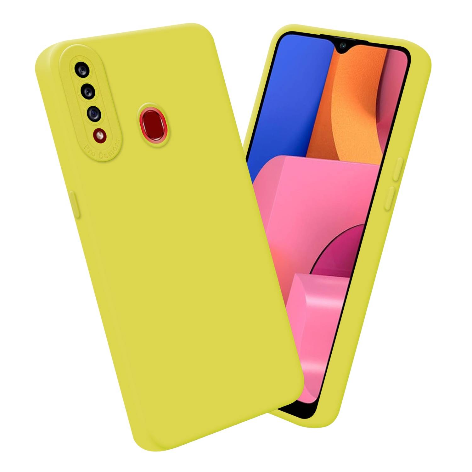 Cadorabo Hülle für Samsung Galaxy A20s Schutz Hülle in Gelb TPU Silikon Etui Case Handyhülle