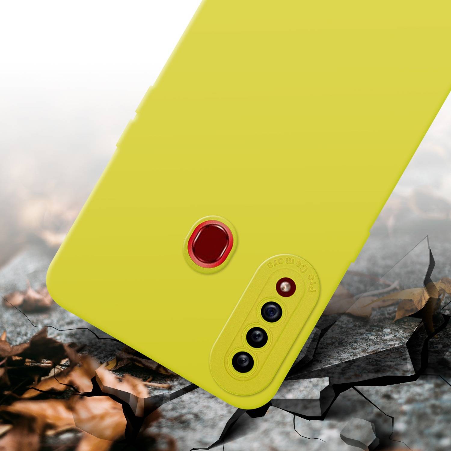 Cadorabo Hülle für Samsung Galaxy A20s Schutz Hülle in Gelb TPU Silikon Etui Case Handyhülle
