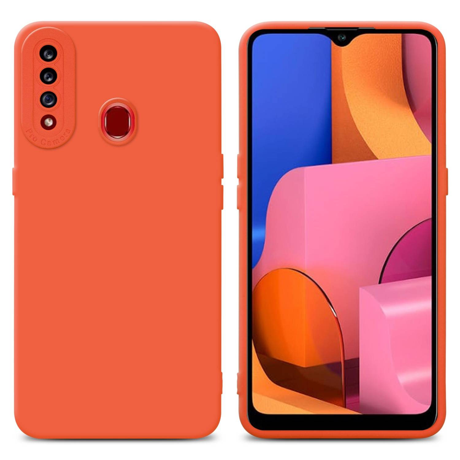 Cadorabo Hülle für Samsung Galaxy A20s Schutz Hülle in Orange TPU Silikon Etui Case Handyhülle