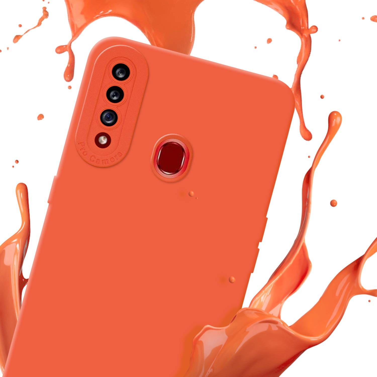Cadorabo Hülle für Samsung Galaxy A20s Schutz Hülle in Orange TPU Silikon Etui Case Handyhülle