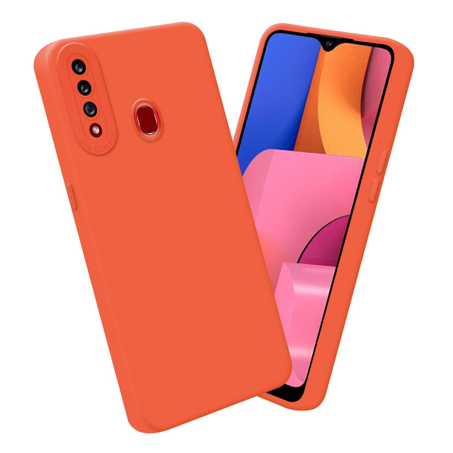 Cadorabo Hülle für Samsung Galaxy A20s Schutz Hülle in Orange TPU Silikon Etui Case Handyhülle