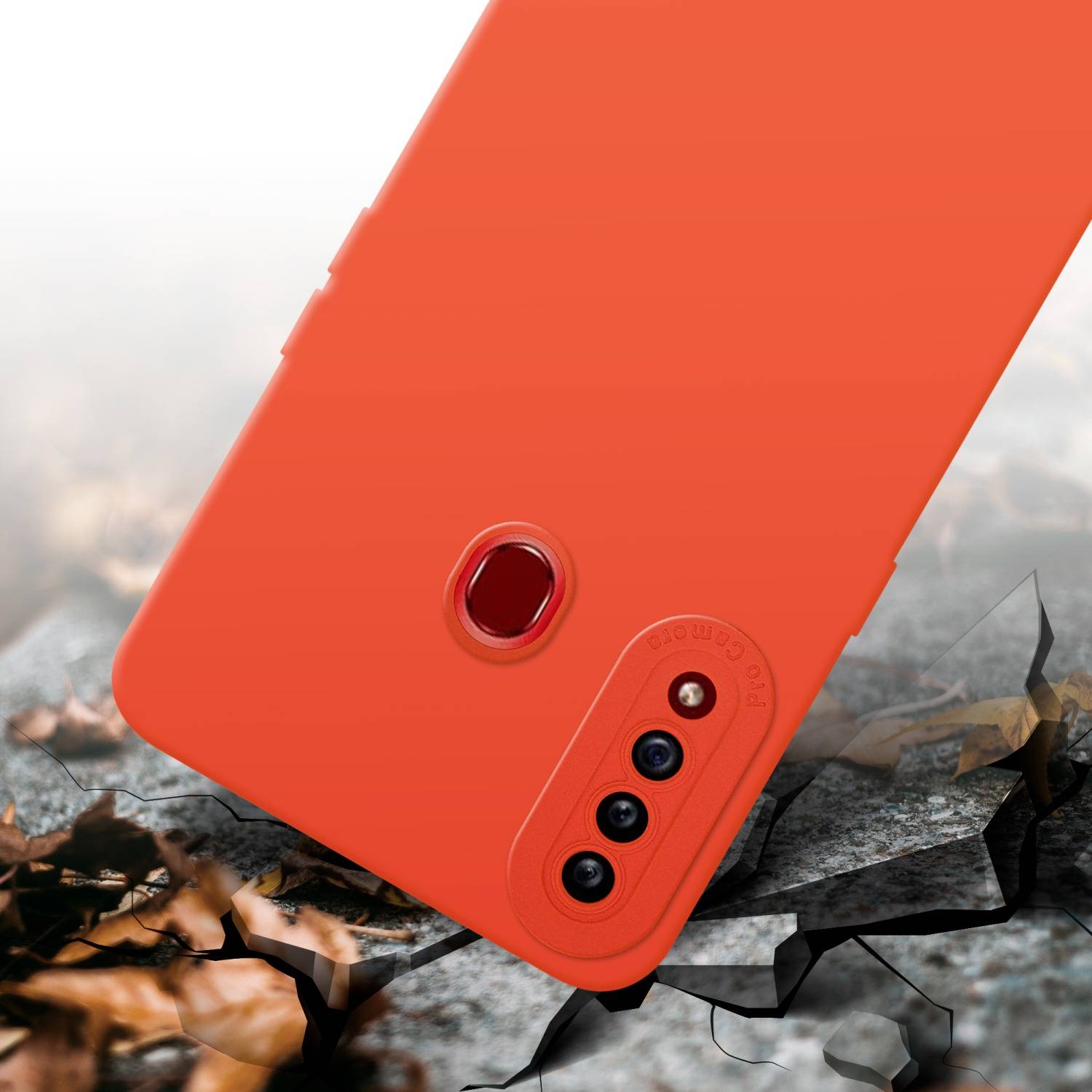 Cadorabo Hülle für Samsung Galaxy A20s Schutz Hülle in Orange TPU Silikon Etui Case Handyhülle