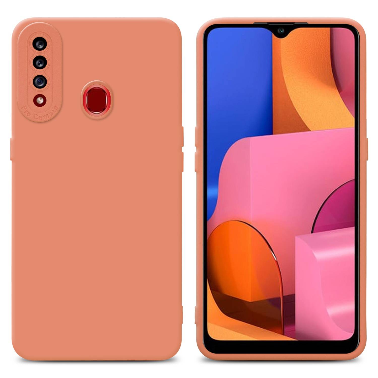 Cadorabo Hülle für Samsung Galaxy A20s Schutz Hülle in Orange TPU Silikon Etui Case Handyhülle
