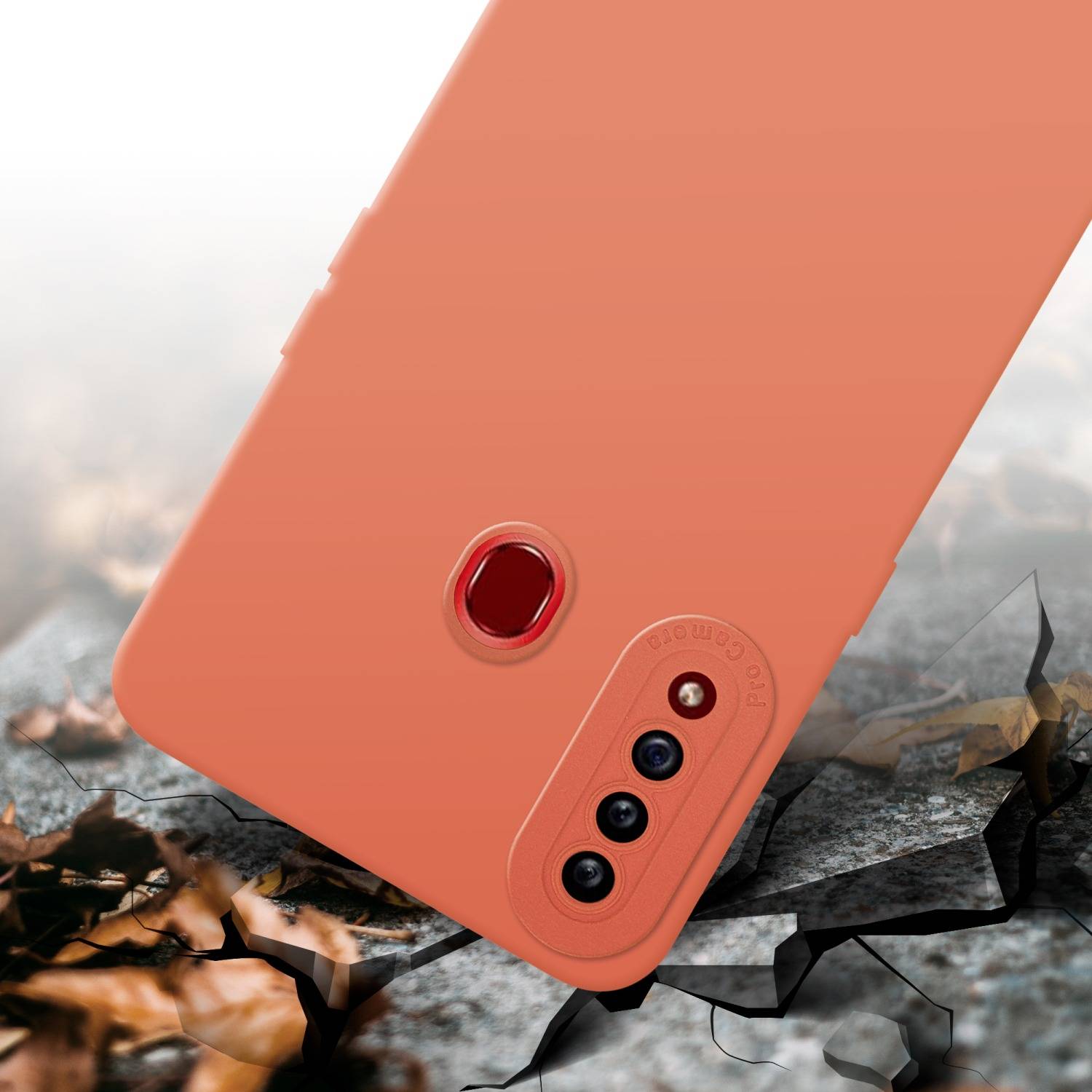 Cadorabo Hülle für Samsung Galaxy A20s Schutz Hülle in Orange TPU Silikon Etui Case Handyhülle