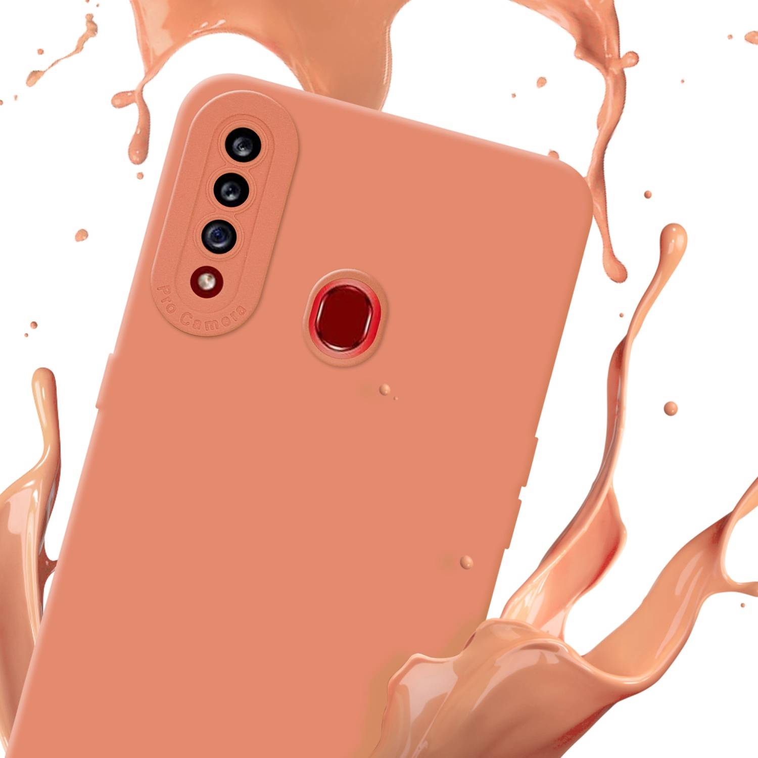 Cadorabo Hülle für Samsung Galaxy A20s Schutz Hülle in Orange TPU Silikon Etui Case Handyhülle