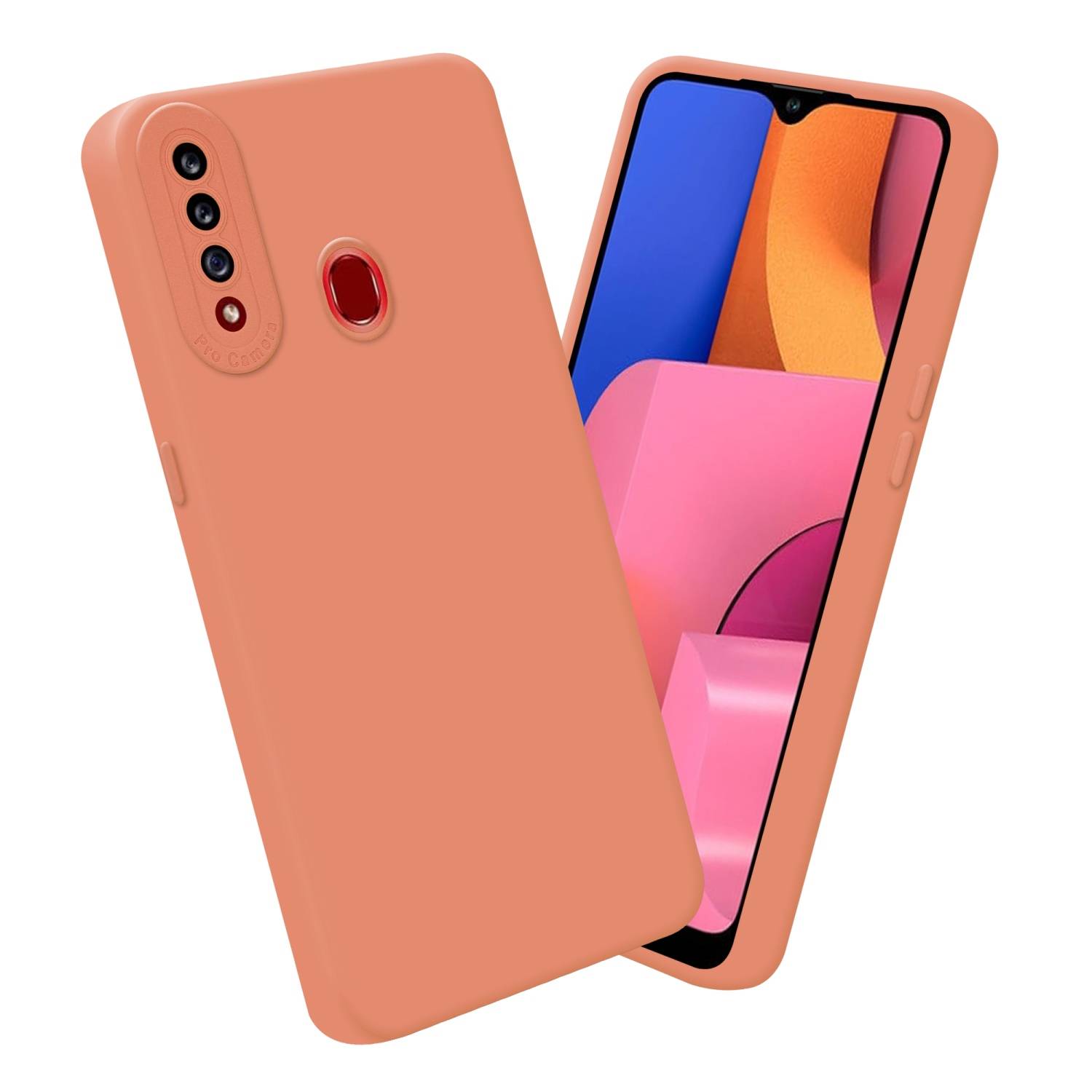 Cadorabo Hülle für Samsung Galaxy A20s Schutz Hülle in Orange TPU Silikon Etui Case Handyhülle