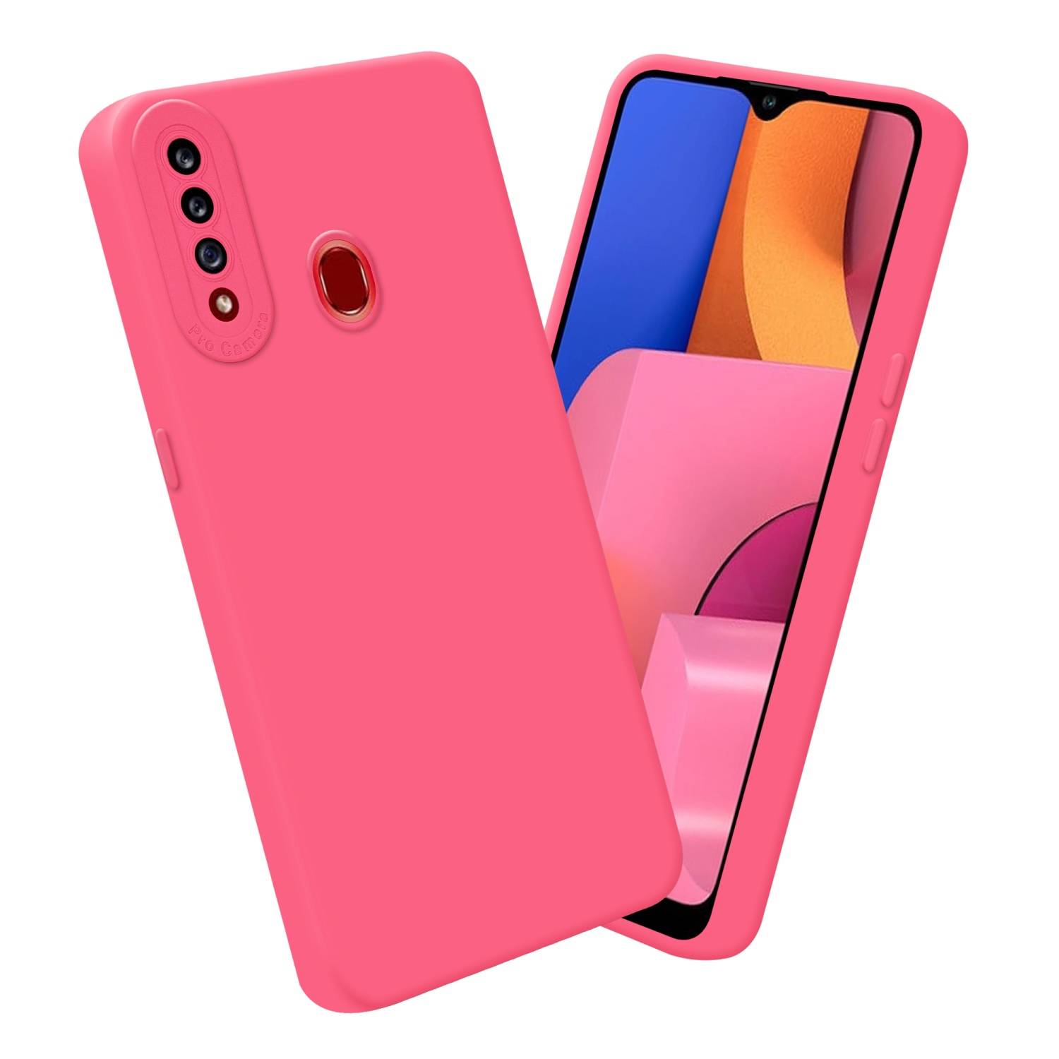 Cadorabo Hülle für Samsung Galaxy A20s Schutz Hülle in Rot TPU Silikon Etui Case Handyhülle
