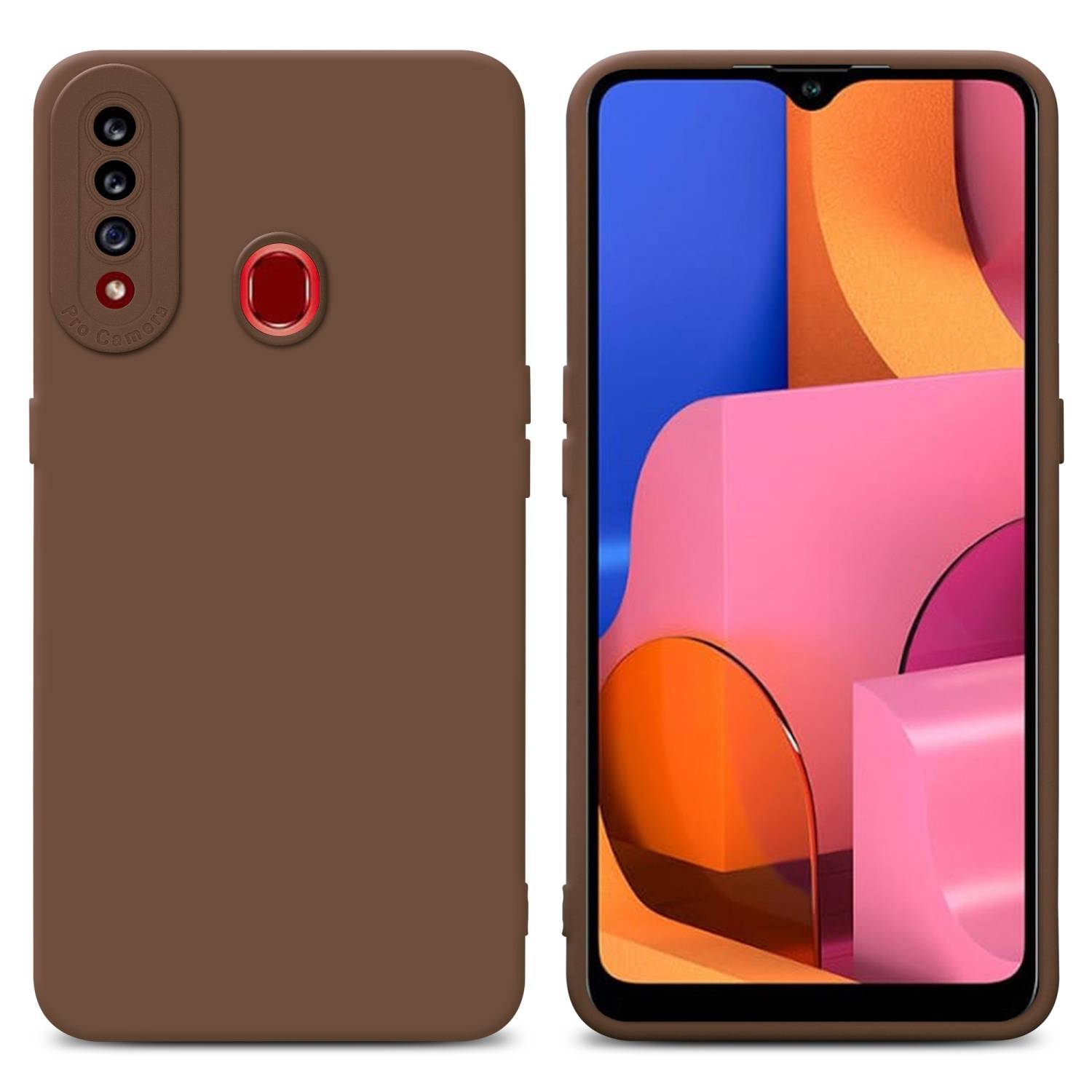 Cadorabo Hülle für Samsung Galaxy A20s Schutz Hülle in Braun TPU Silikon Etui Case Handyhülle
