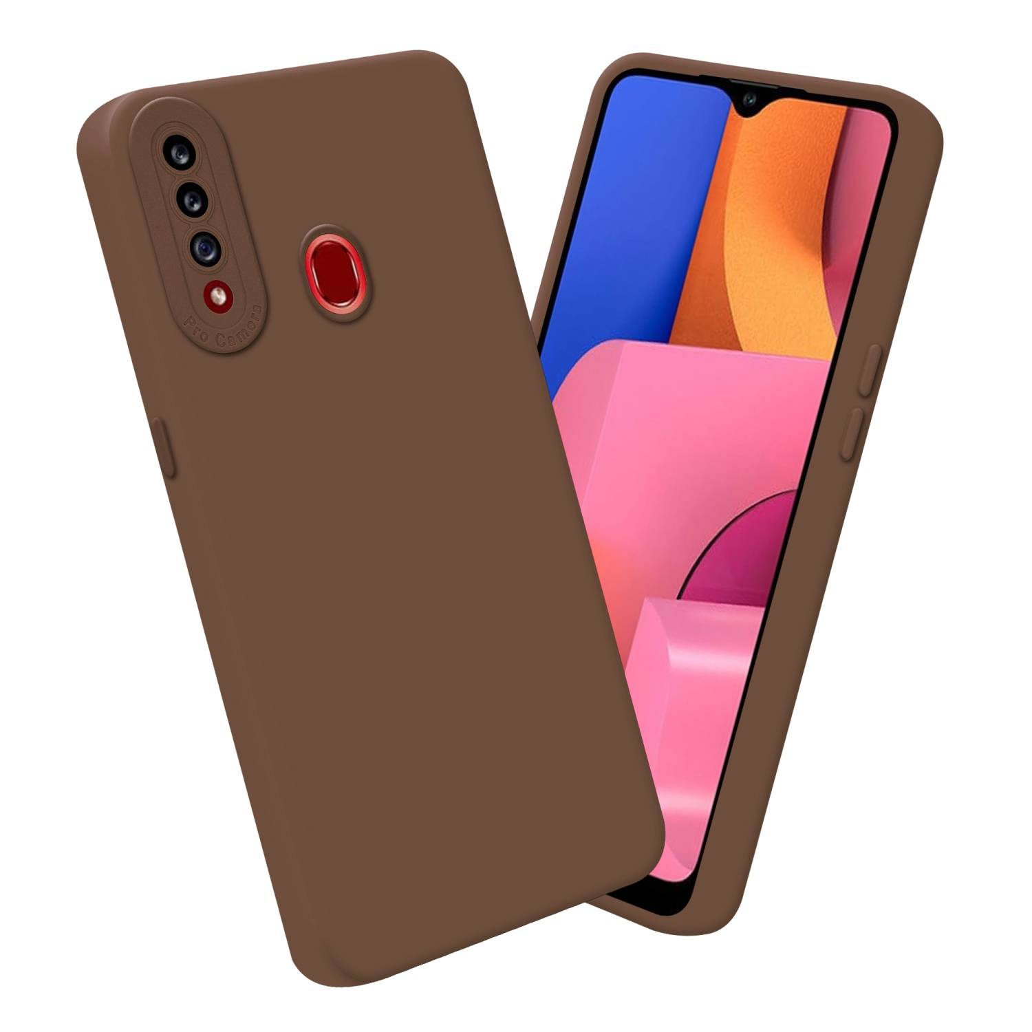 Cadorabo Hülle für Samsung Galaxy A20s Schutz Hülle in Braun TPU Silikon Etui Case Handyhülle