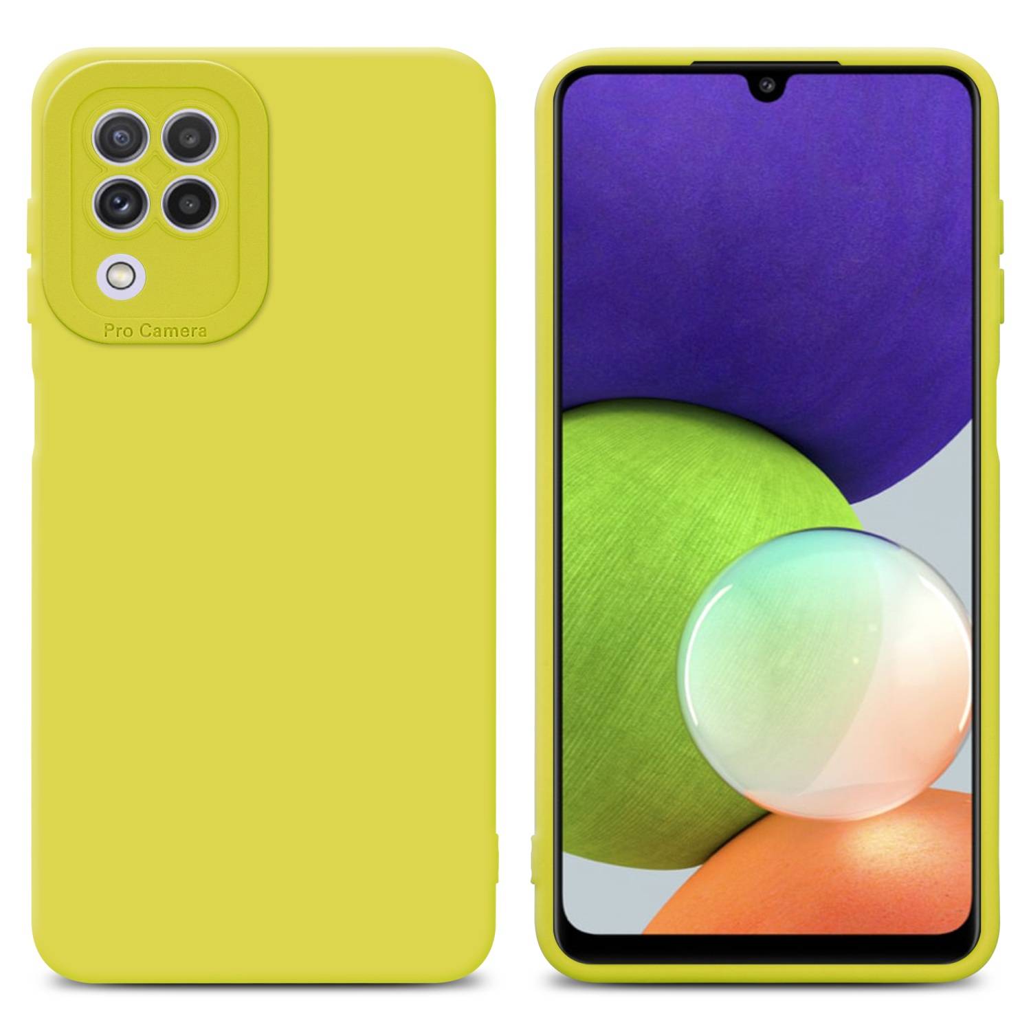 Cadorabo Hülle für Samsung Galaxy A22 4G Schutz Hülle in Gelb TPU Silikon Etui Case Handyhülle