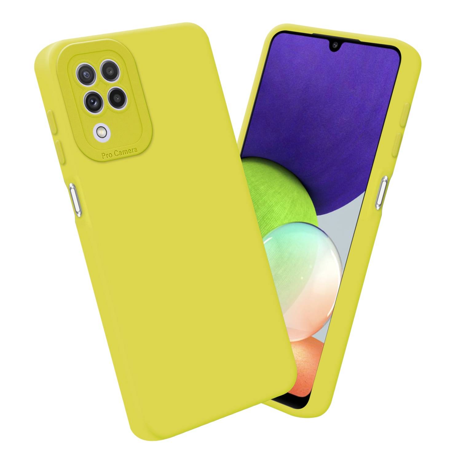 Cadorabo Hülle für Samsung Galaxy A22 4G Schutz Hülle in Gelb TPU Silikon Etui Case Handyhülle