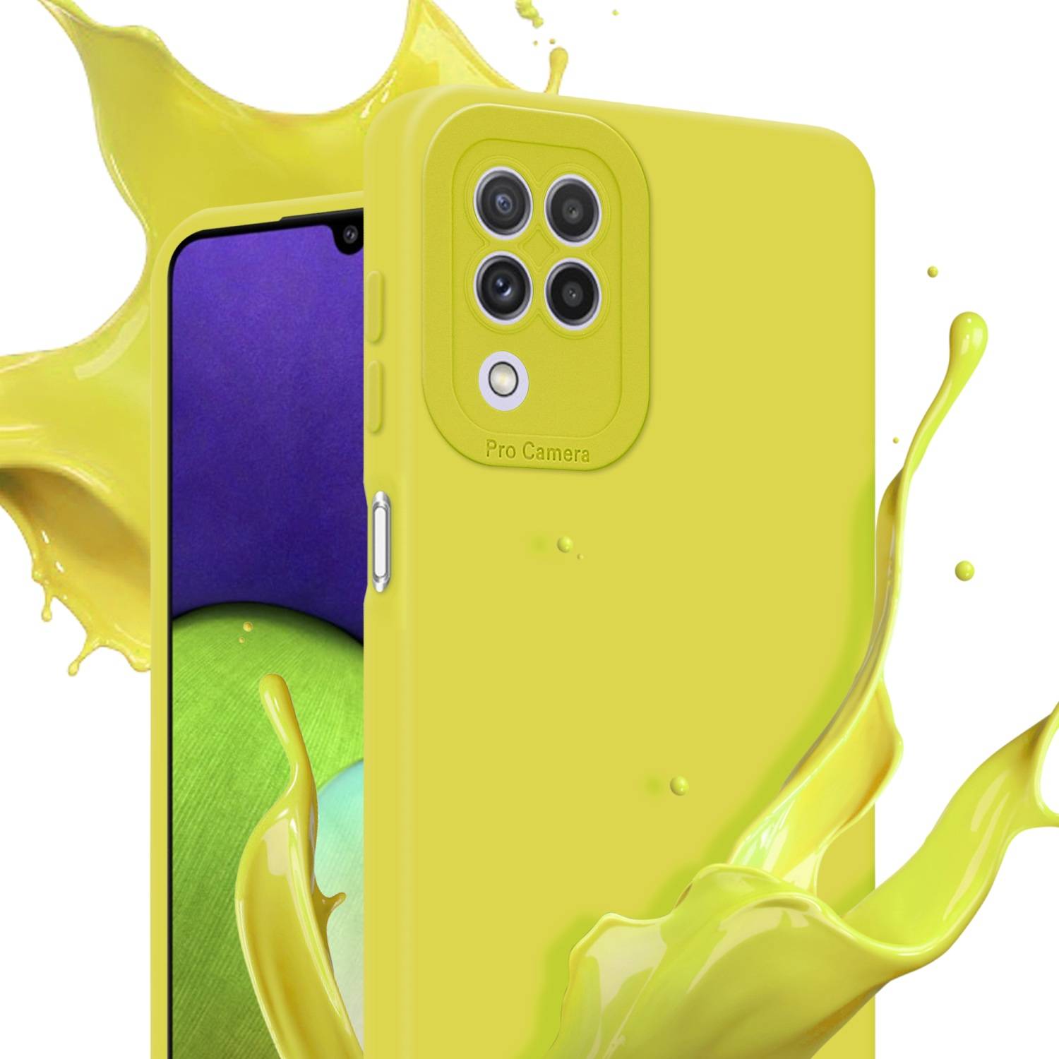 Cadorabo Hülle für Samsung Galaxy A22 4G Schutz Hülle in Gelb TPU Silikon Etui Case Handyhülle