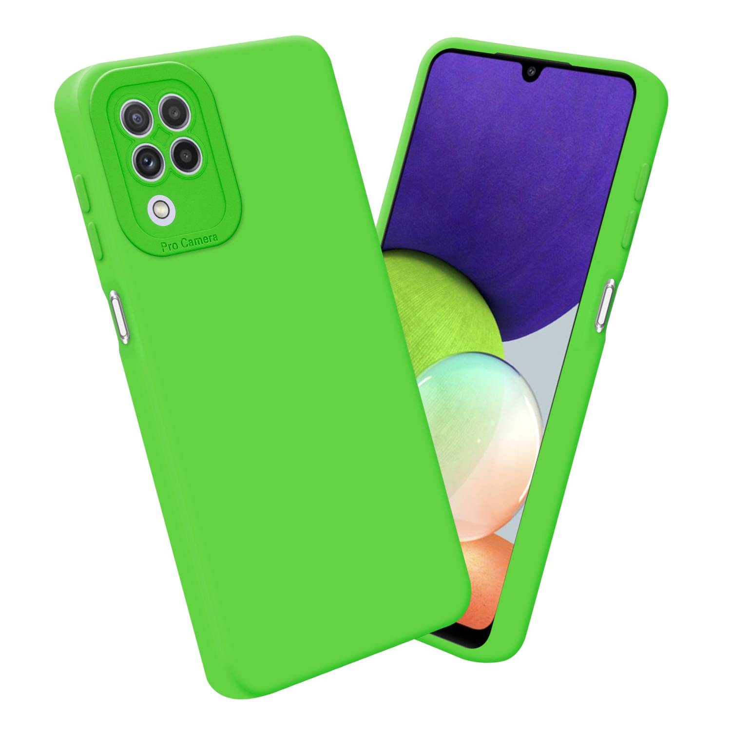 Cadorabo Hülle für Samsung Galaxy A22 4G Schutz Hülle in Grün TPU Silikon Etui Case Handyhülle