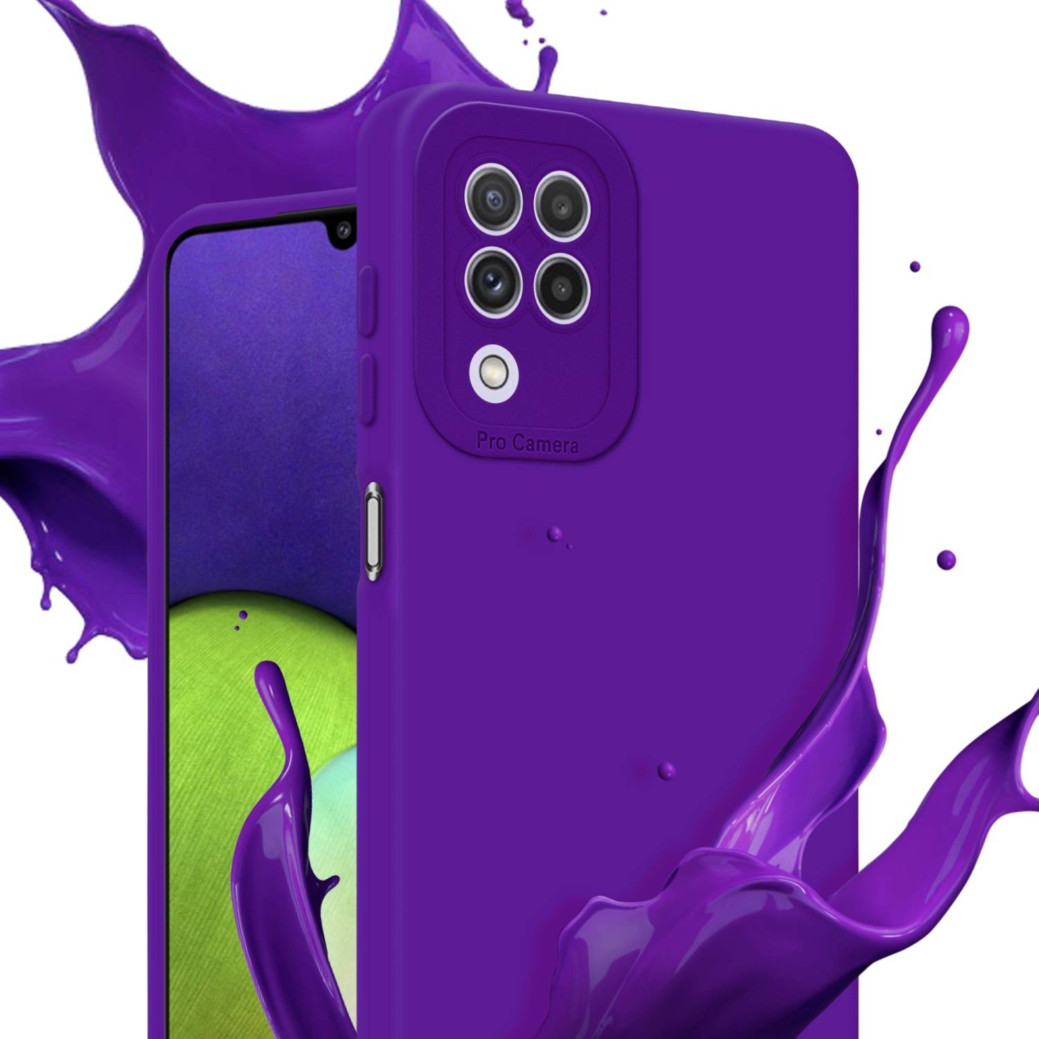 Cadorabo Hülle für Samsung Galaxy A22 4G Schutz Hülle in Lila TPU Silikon Etui Case Handyhülle