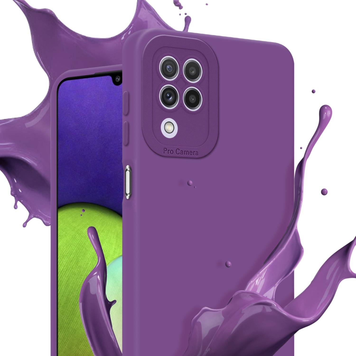 Cadorabo Hülle für Samsung Galaxy A22 4G Schutz Hülle in Lila TPU Silikon Etui Case Handyhülle