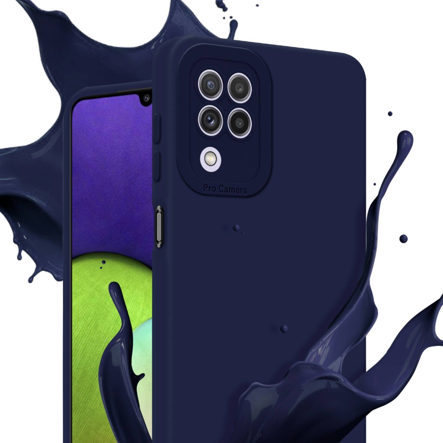Cadorabo Hülle für Samsung Galaxy A22 4G Schutz Hülle in Blau TPU Silikon Etui Case Handyhülle