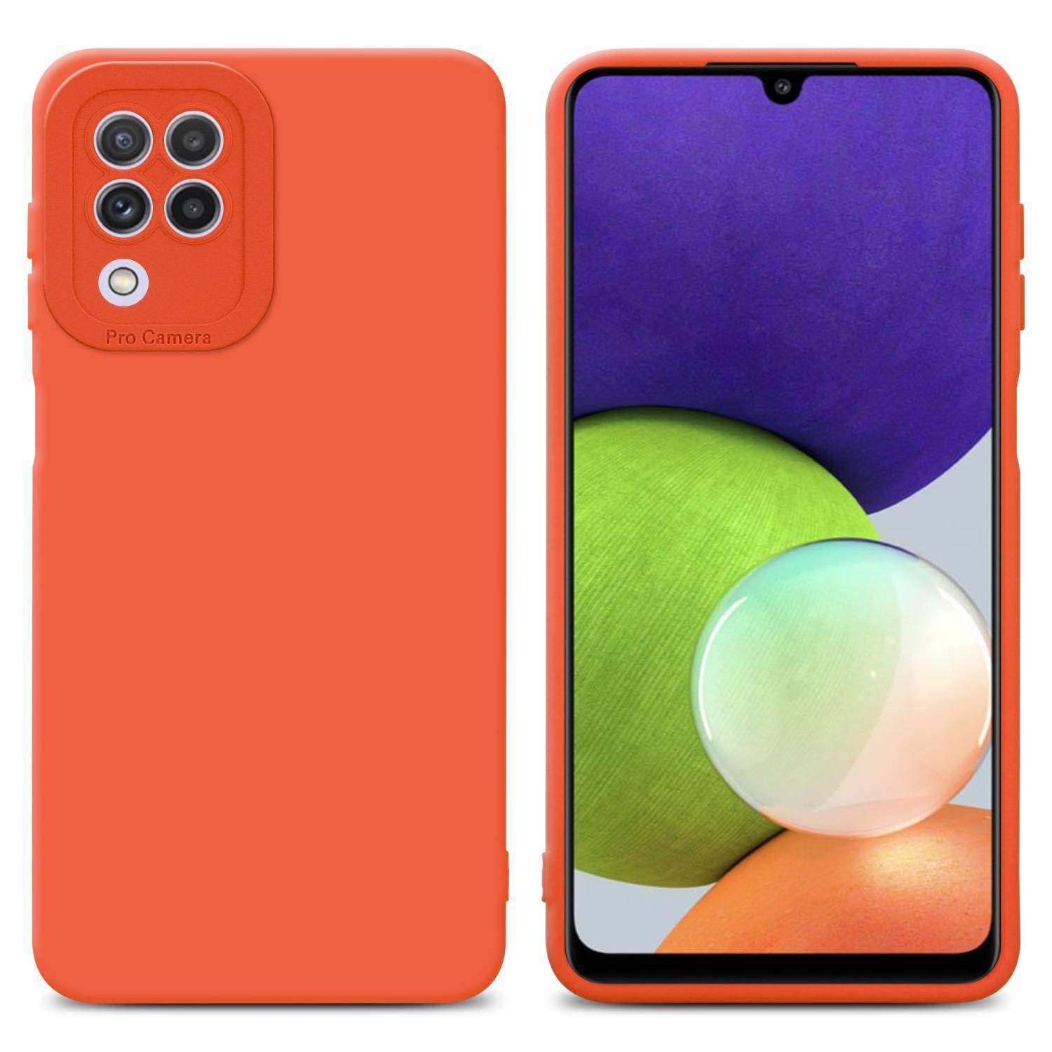 Cadorabo Hülle für Samsung Galaxy A22 4G Schutz Hülle in Orange TPU Silikon Etui Case Handyhülle