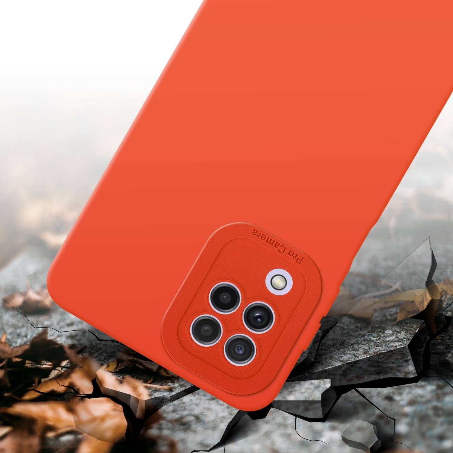 Cadorabo Hülle für Samsung Galaxy A22 4G Schutz Hülle in Orange TPU Silikon Etui Case Handyhülle